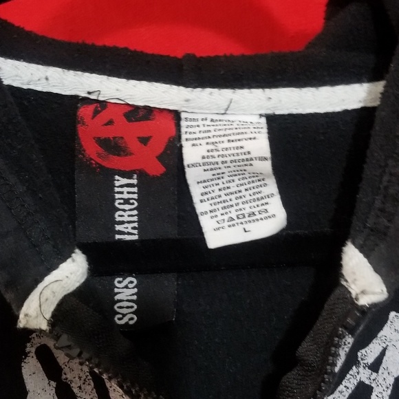 *SOLD*SOA SONS OF ANARCHY MENS L FULL ZIP FRONT HO - Picture 4 of 7